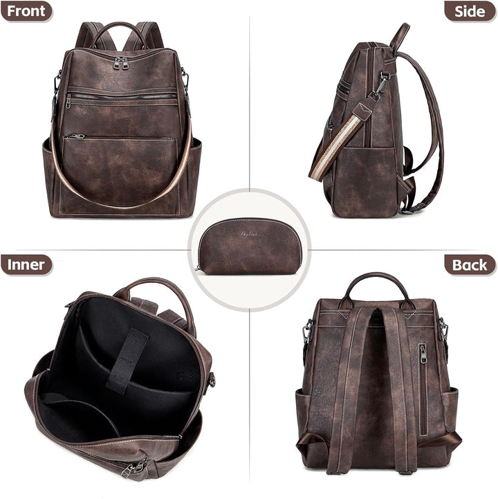 Mochila de cuero vegano para laptop AGLOD para mujer, mochila de 15...