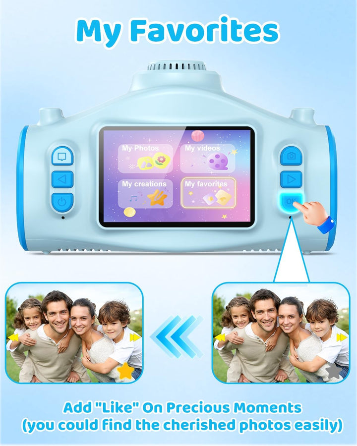 Cámara para niños con proyector, videocámara de video digital 1080P...