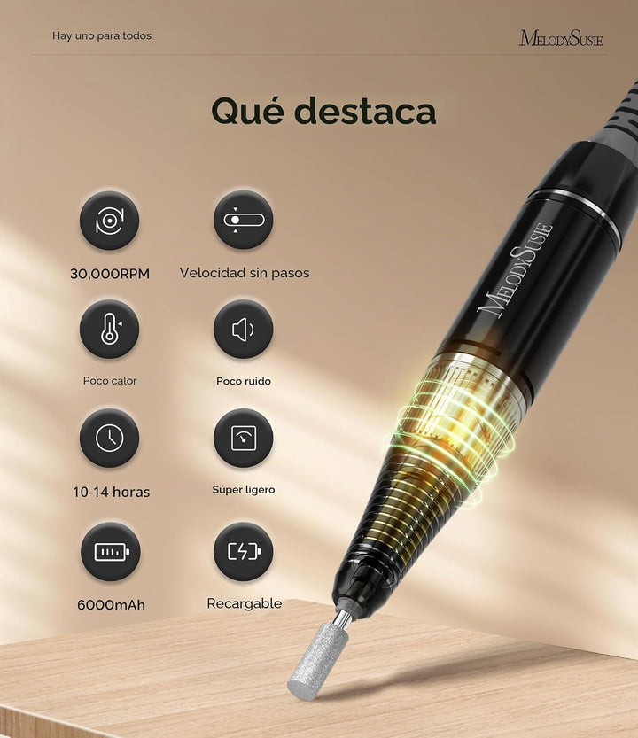 MelodySusie Taladro de uñas de nivel de entrada con clip y sin cabl...