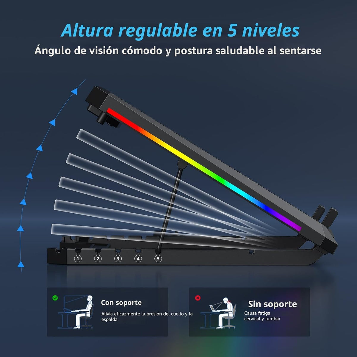 Trullypine Almohadilla de refrigeración para laptop con 12 ventilad...