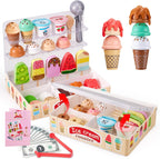 Ehome - Juego de helado plegable de madera para niños, juego de comida de