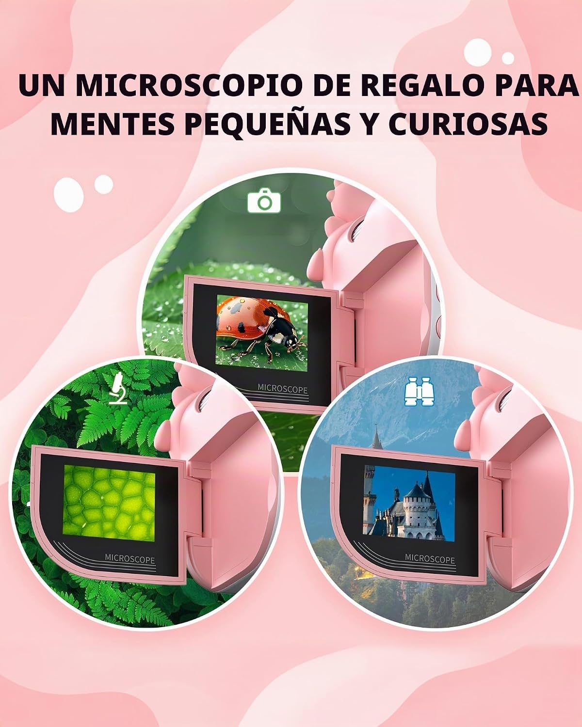 1000X Microscopio STEM para Niñas de 6-12 años, Rosa/Morada