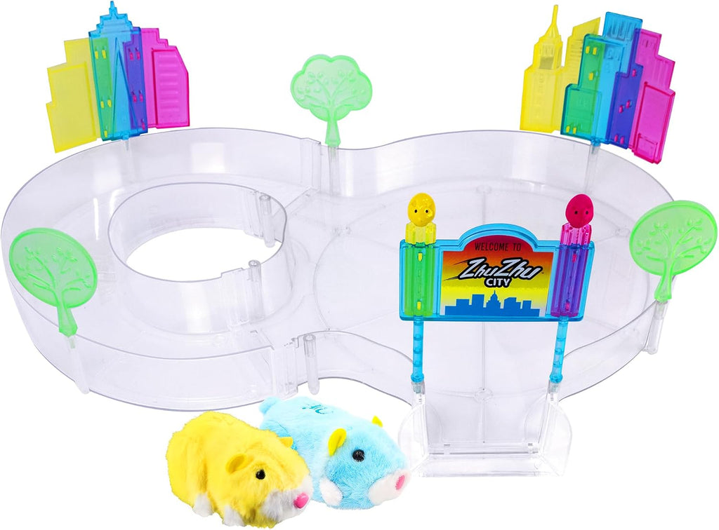 ZhuZhu City Downtown Starter Playset – Juguete electrónico interactivo para hámster con Pipsqueak & Sophie – Más de 40 sonidos y acciones – Juego de pista expandible regalo para niños a partir de 4 años