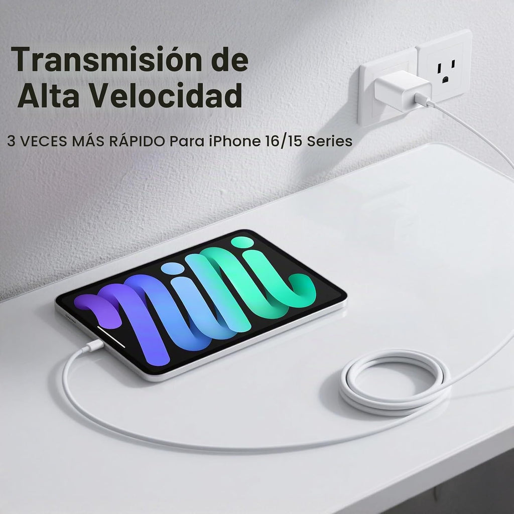 iPhone 18 17 16 Cargador de carga rápida extra largo 10FT USB C cargador