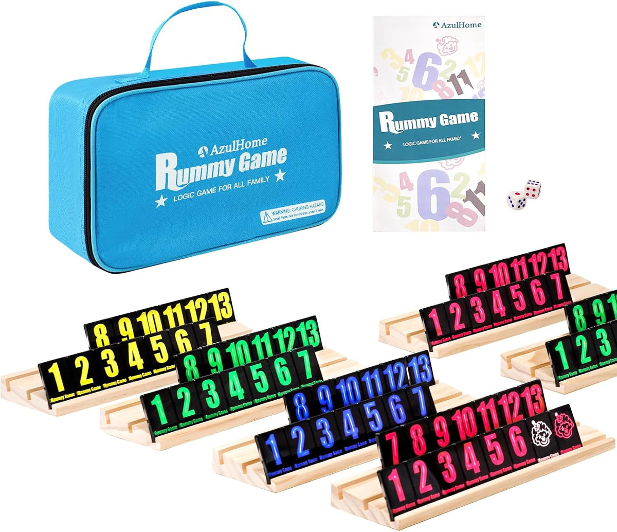 Rummy Cube Edición para 6 Jugadores, 160 fichas acrílicas negras