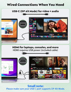 ZSCMALLS Monitor portátil inalámbrico de 23.8 pulgadas con batería incorporada, pantalla IPS FHD de 1080P, pantalla AirPlay y Miracast, no necesita aplicación, modo Alt USB C DP y HDMI, VESA