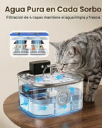 Fuente de agua inalámbrica para gatos de acero inoxidable, 3.2L/108oz