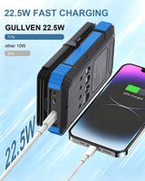Luvknit Banco de energía solar de 20000 mAh con 4 cables integrados...