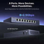 UGREEN Interruptor de 2.5 Gb, conmutador Ethernet de 8 puertos, 8 x 2.5 Gb