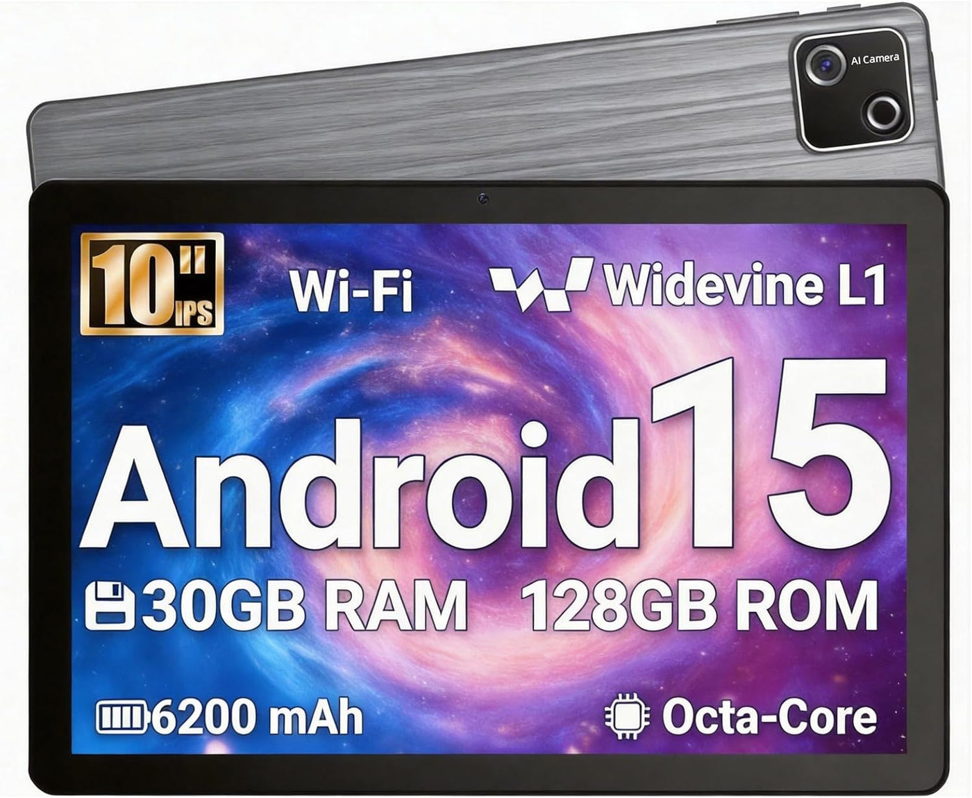 Evermyth Tableta, tableta Android 15 de 10 pulgadas, 30 GB de RAM 1...