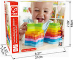 Hape - Juego de anillos de madera con doble apilador de arco iris para niños, L: 7.9, ancho: 4.1, altura: 4.3 pulgadas