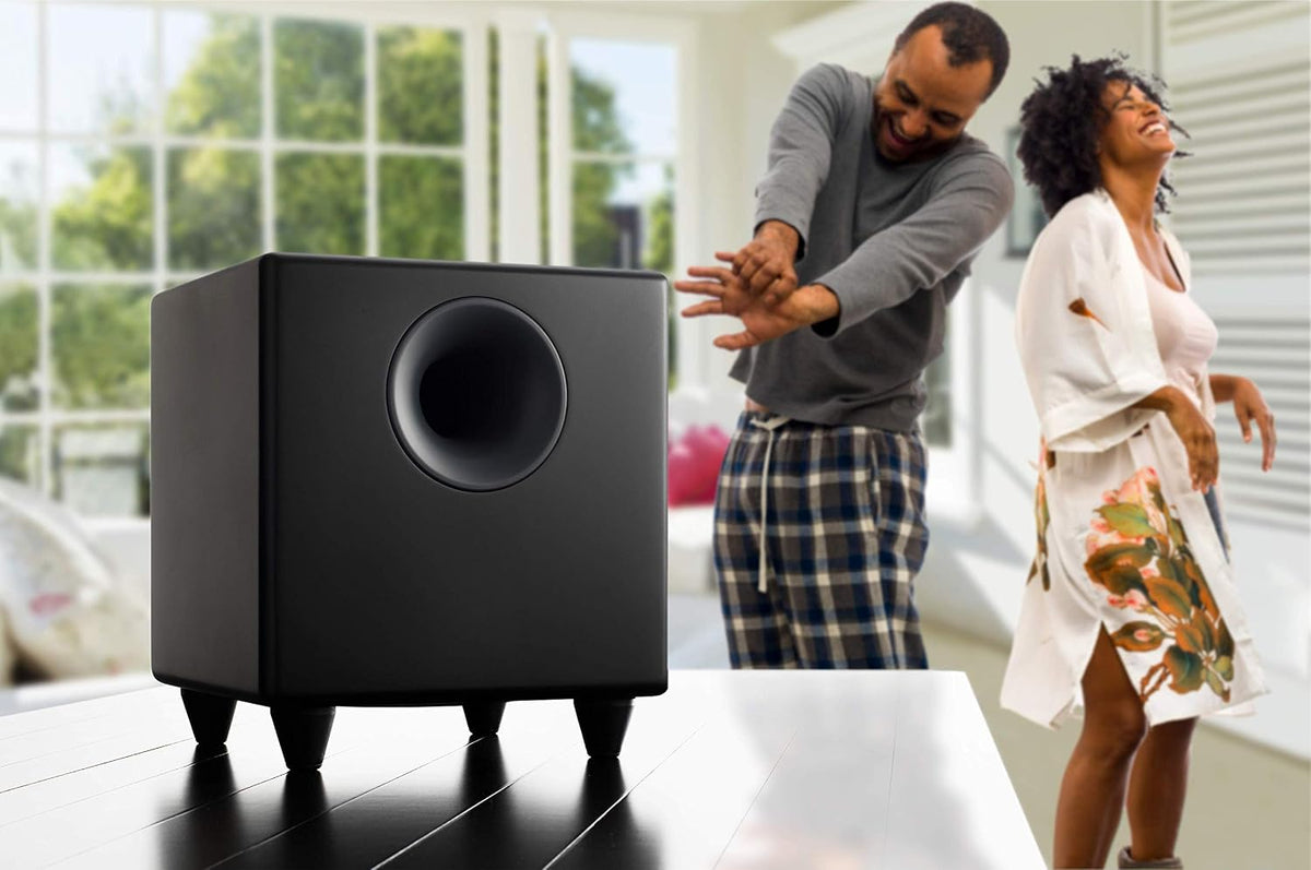 Audioengine S8 Bocina para sonidos graves, de 8 pulgadas, con conexión a corriente eléctrica, color blanco. Negro