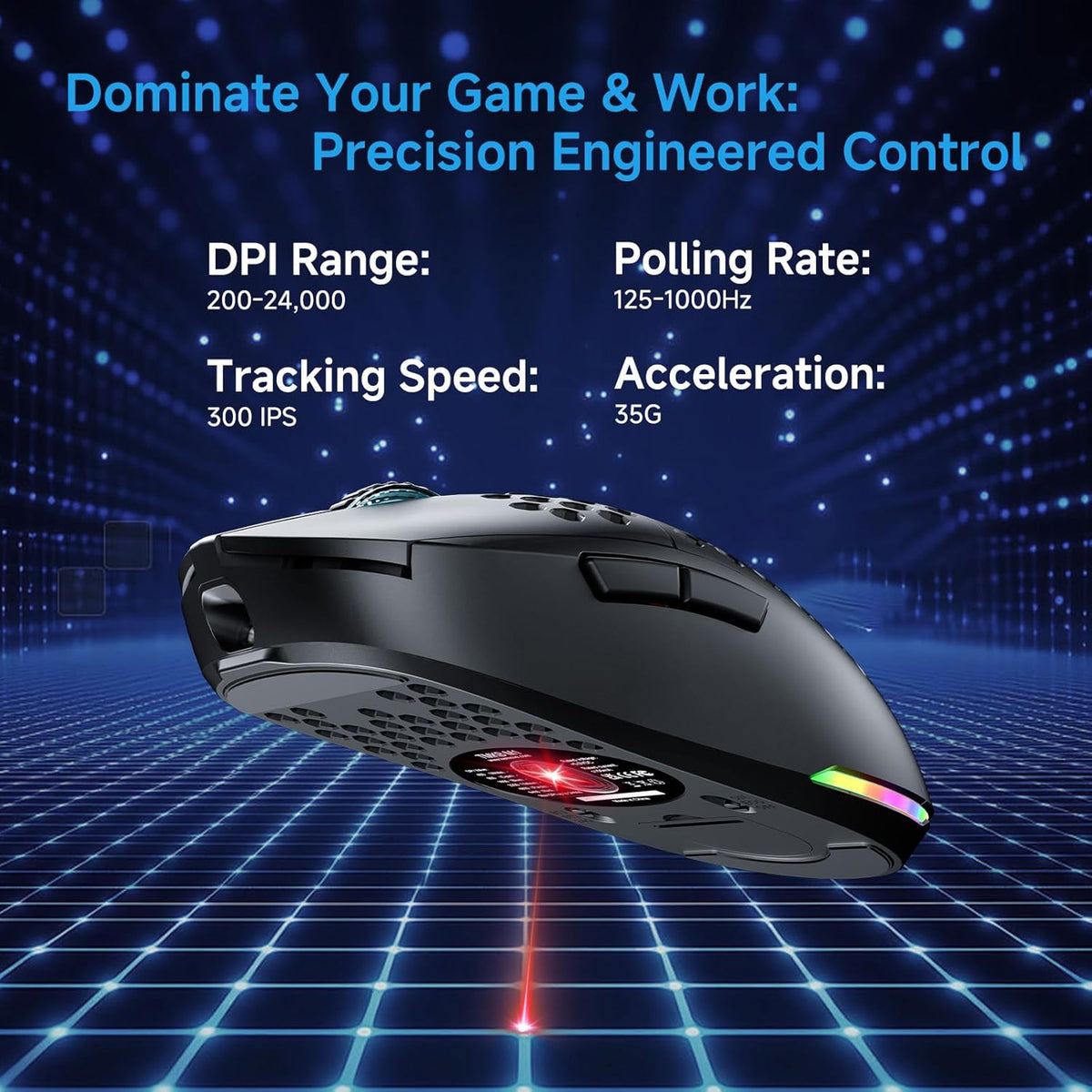 TMKB Falcon M1 - Ratón inalámbrico para juegos, sensor óptico de 24...