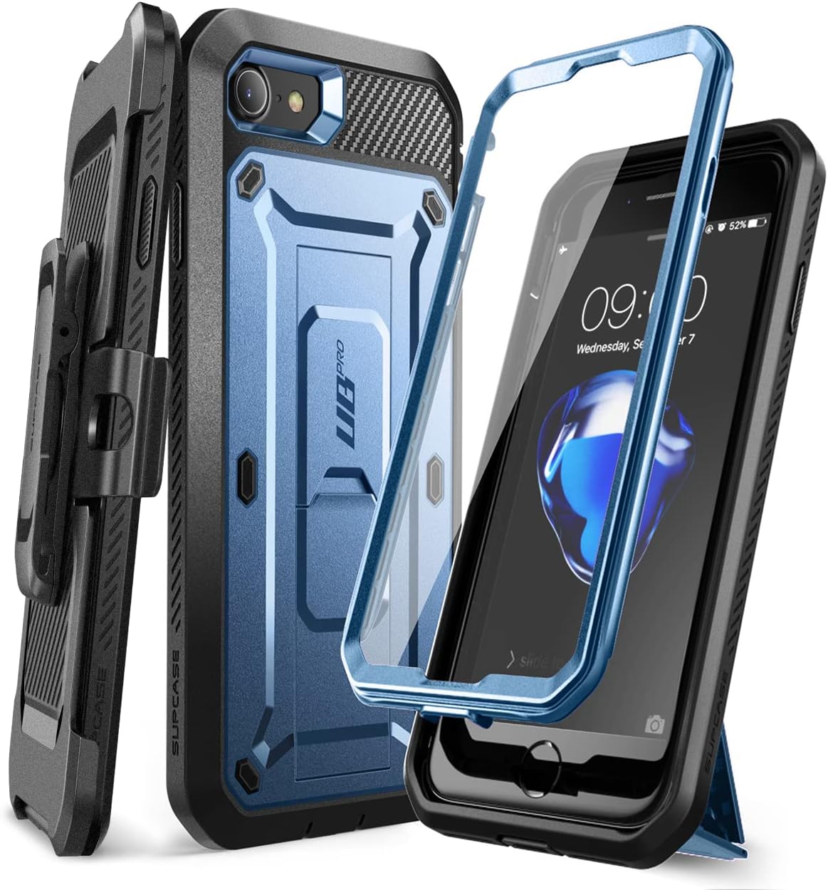 SUPCASE Funda para iPhone SE de 3ª generación / iPhone SE de 2ª generación / iPhone 7/ iPhone 8 (Unicorn Beetle Pro), con protector de pantalla y soporte y clip, funda resistente para teléfono para
