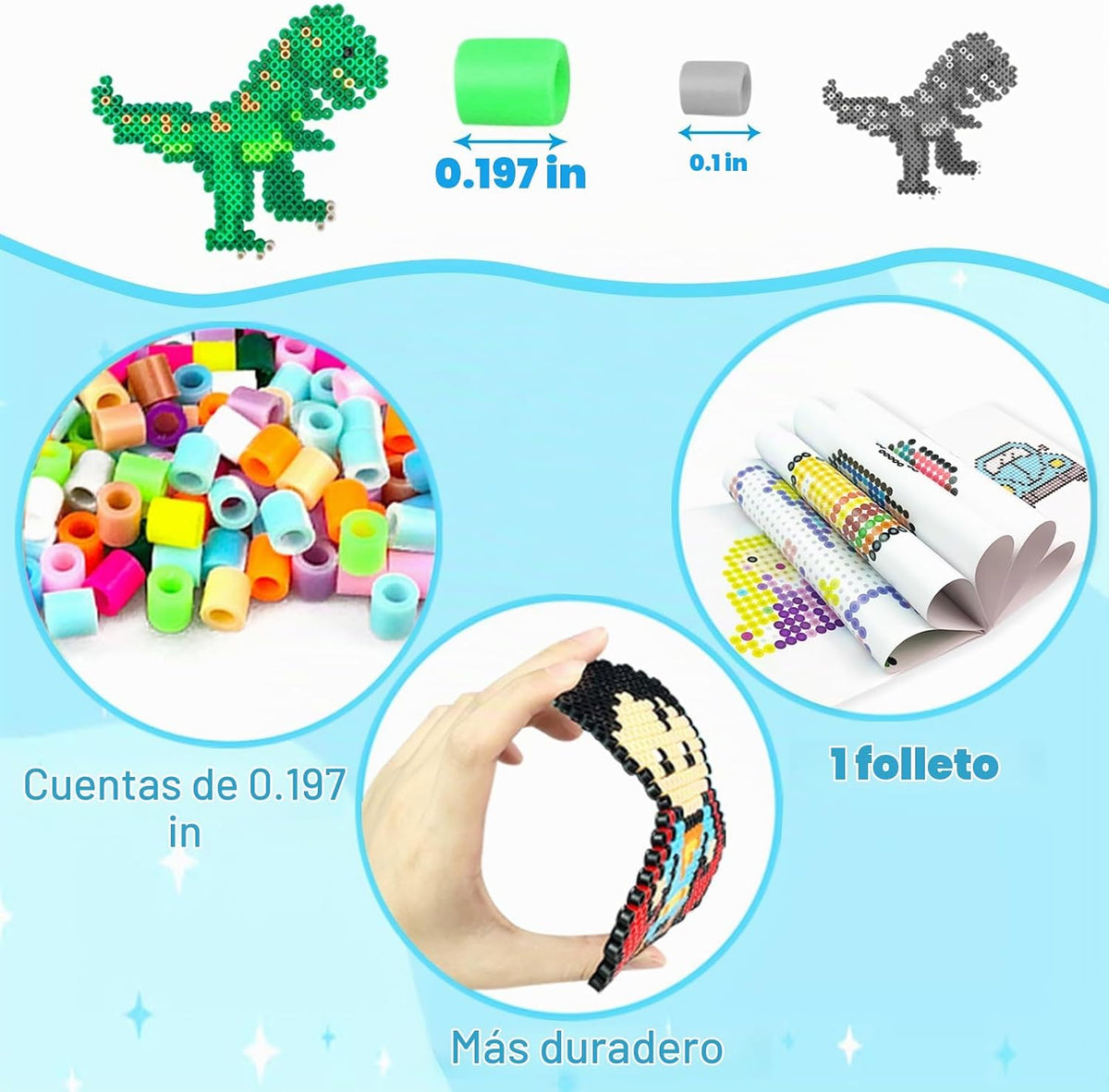 Kit de 11000 cuentas de planchar para niños - Juego de cuentas de 5 mm con 20 colores, juego de manualidades con caja de almacenamiento, tablero de clavijas, papel de planchado y accesorios, juegos de