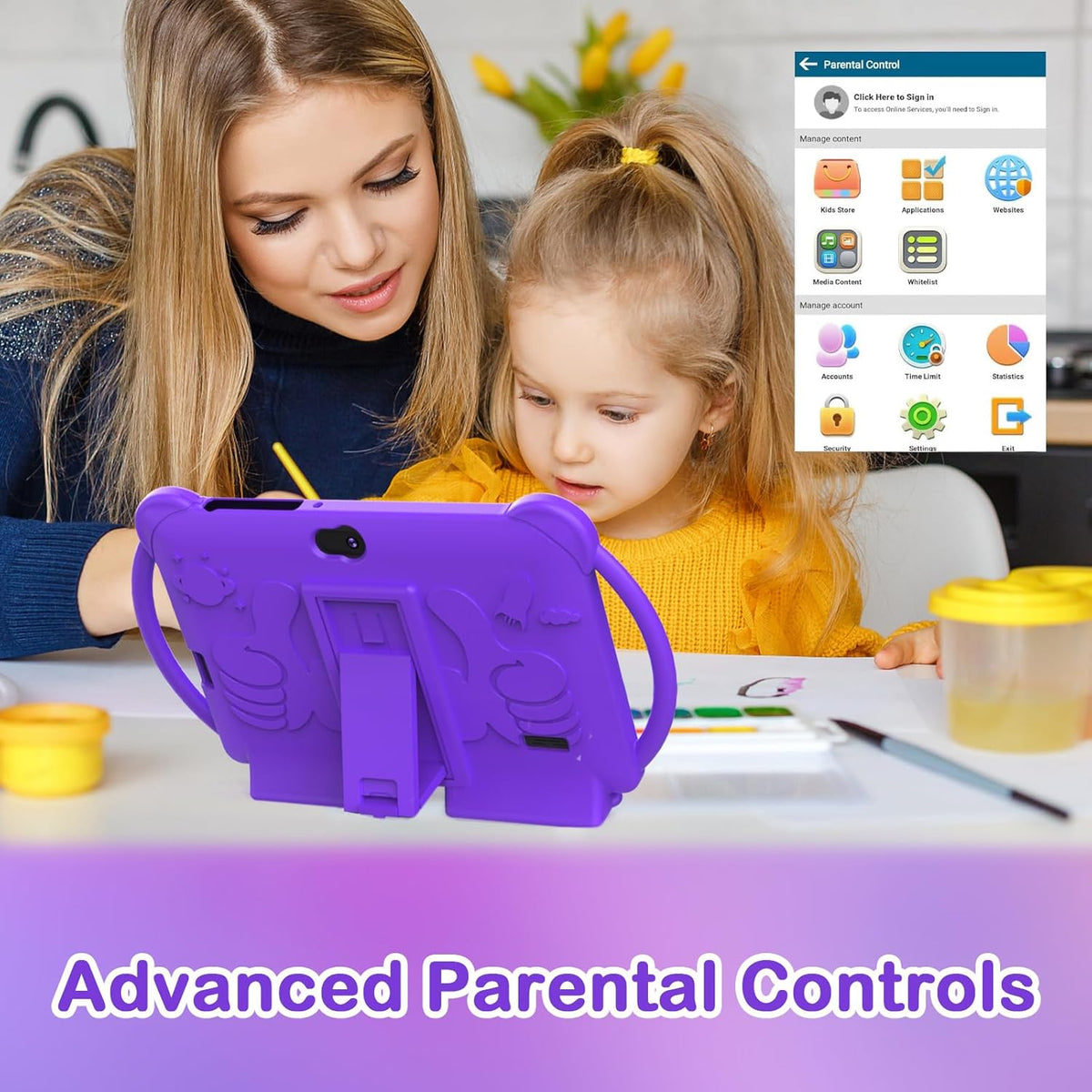 Tablet para niños, tablet de 7 pulgadas para niños 4GB+32GB admite...