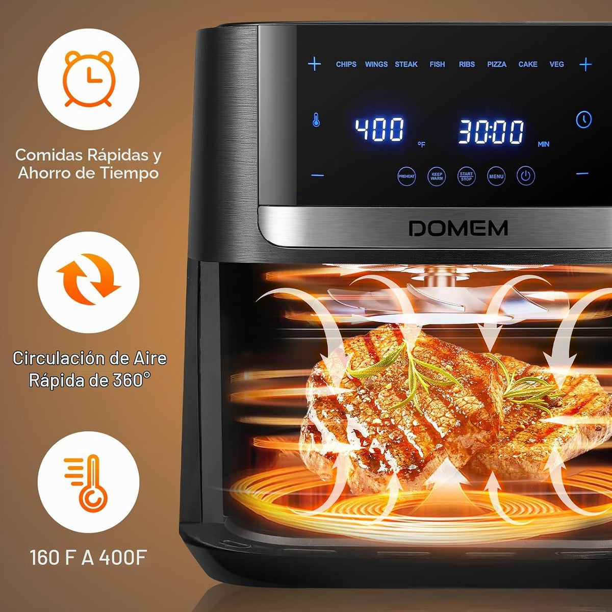 Freidora de aire horno de 4.2 cuartos de galón, multicocina 8 en 1 con cesta antiadherente, freidora de aire con función preestablecida, cocina para comidas saludables y bajas en aceite, operación conveniente