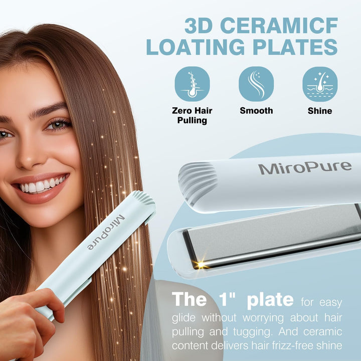 MiroPure Plancha plana de 1 pulgada, plancha de pelo con calentamie...