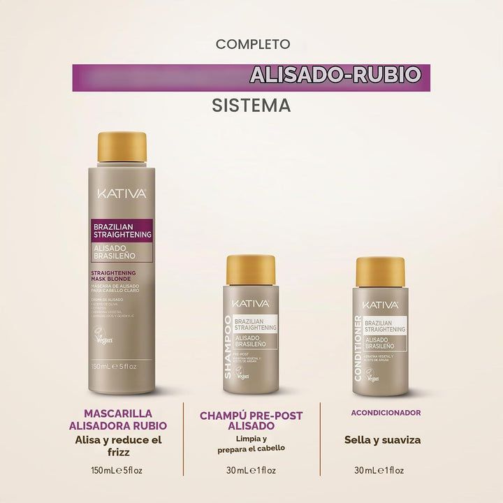KATIVA Kit de alisado brasileño (rubia), 12 semanas de uso doméstic...