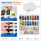 Organizador de Juguetes de Almacenamiento Compatible con Hot Wheels Car, Contenedor para Coches Matchbox, Mini Juguete, Muñecas Pequeñas, Caja de Transporte de Doble Cara para Hotwheels - 48