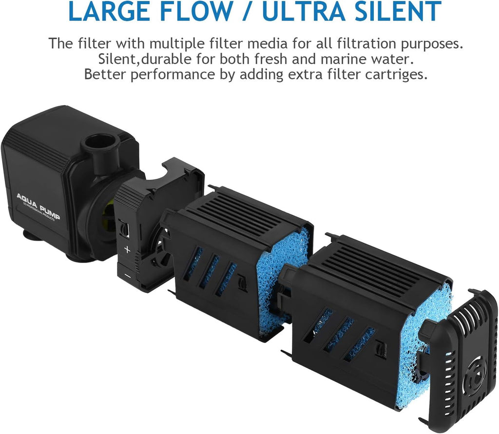 Filtro interno sumergible para acuario de 12 W, filtro ajustable para pecera con bomba de agua de 320 GPH para peceras de 50 a 150 galones
