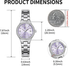 OLEVS Reloj para Mujer Plateado de Acero Inoxidable Elegante Analógico Lúmenes Visibles
