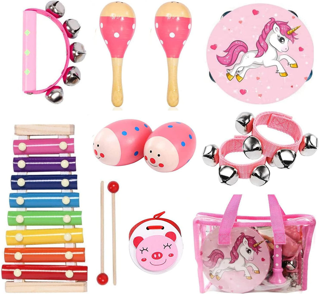 Juegos de instrumentos musicales para niños, juguete musical no tóxico, instrumentos de percusión de madera, juguetes de pandereta xilófono para niños que juegan educación preescolar, promueve el