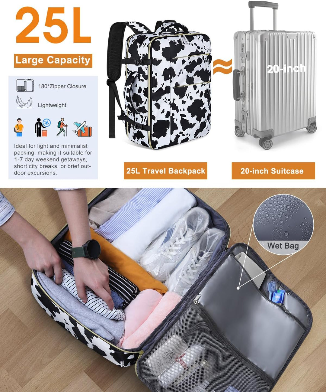 Mochila de viaje Capolo para mujeres y hombres, mochila impermeable...