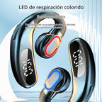 Auricular Bluetooth 5.5 de un solo oído F80 (azul), micrófono con cancelación de ruido ENC, sonido de alta fidelidad, batería larga con pantalla inteligente, luz de respiración, para Android
