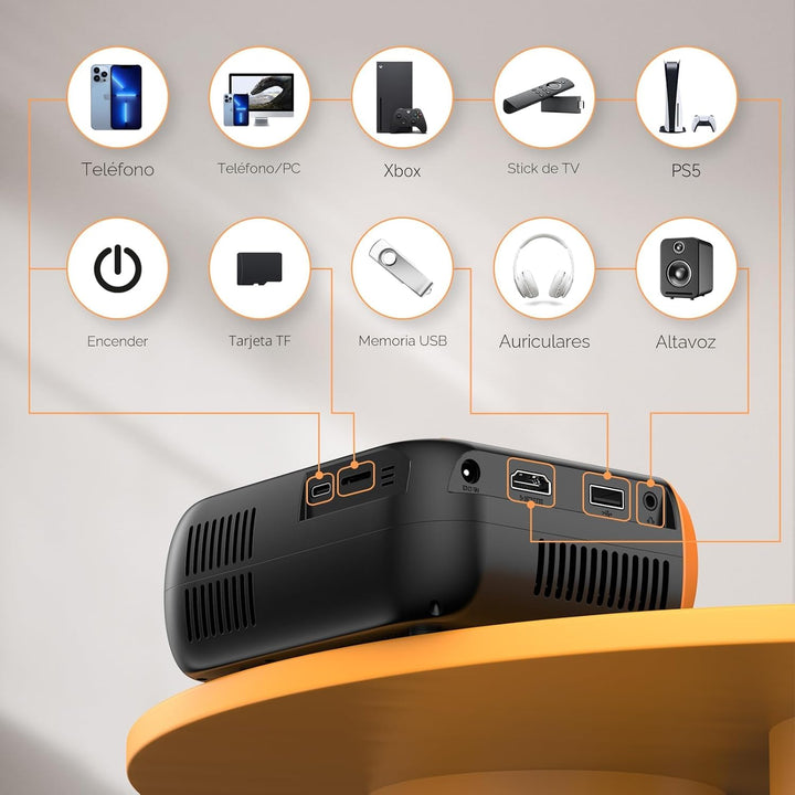 Mini proyector de video con WiFi Bluetooth, proyector de película p...