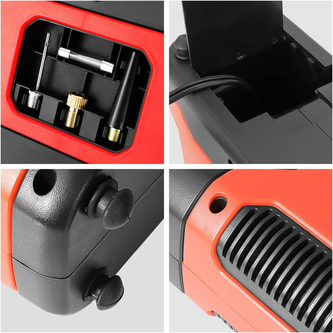 DNA Motoring TOOLS-00210 Inflador de neumáticos digital rojo de 12V...