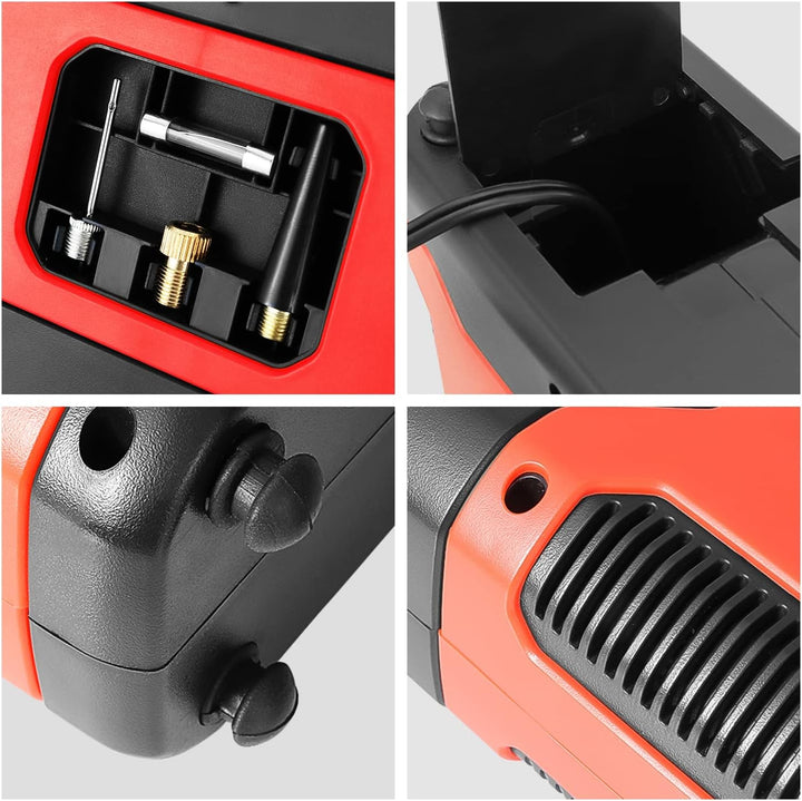 DNA Motoring TOOLS-00210 Inflador de neumáticos digital rojo de 12V...