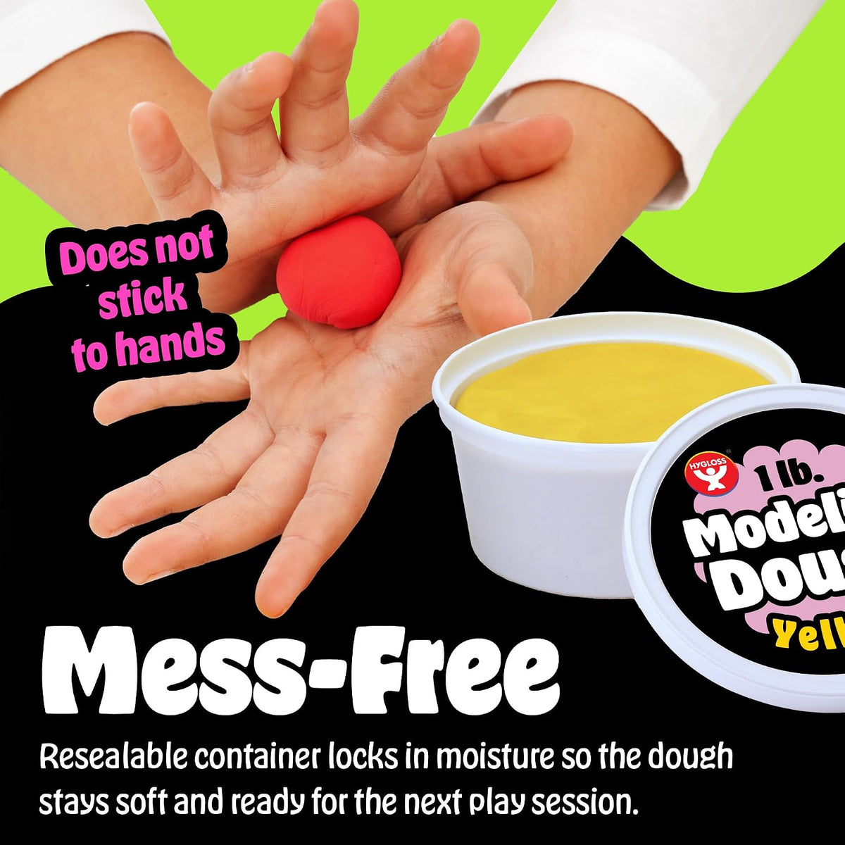 Hygloss Play - Masa de modelado para niños, 6 colores surtidos, 1 libra