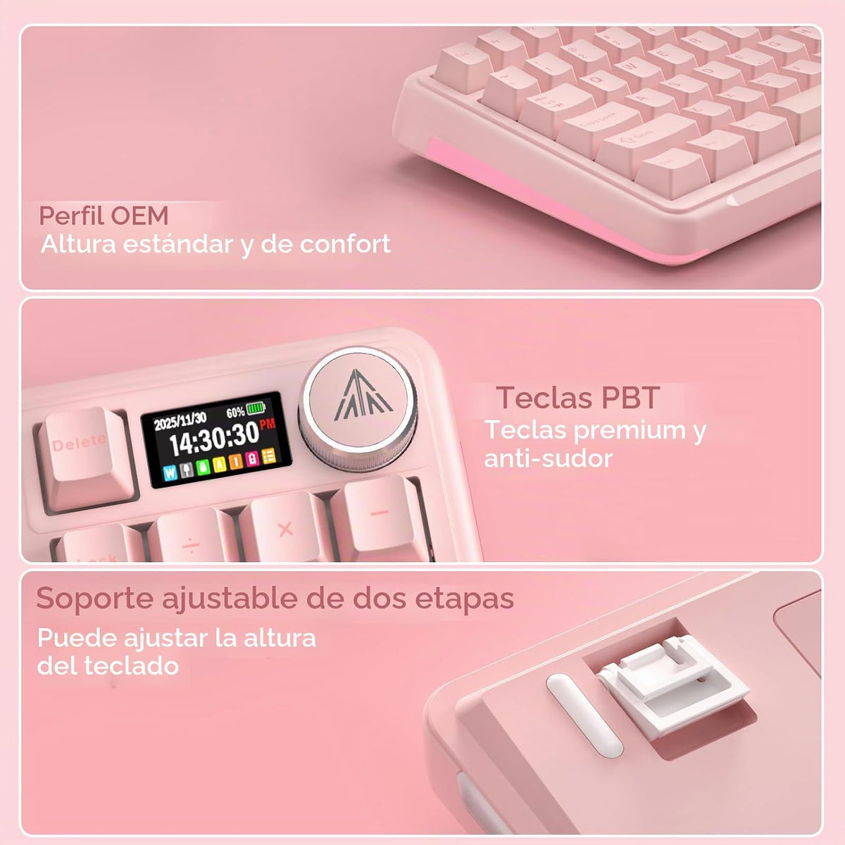 SOLAKAKA Teclado inalámbrico para juegos A99 Pro con pantalla LCD y...