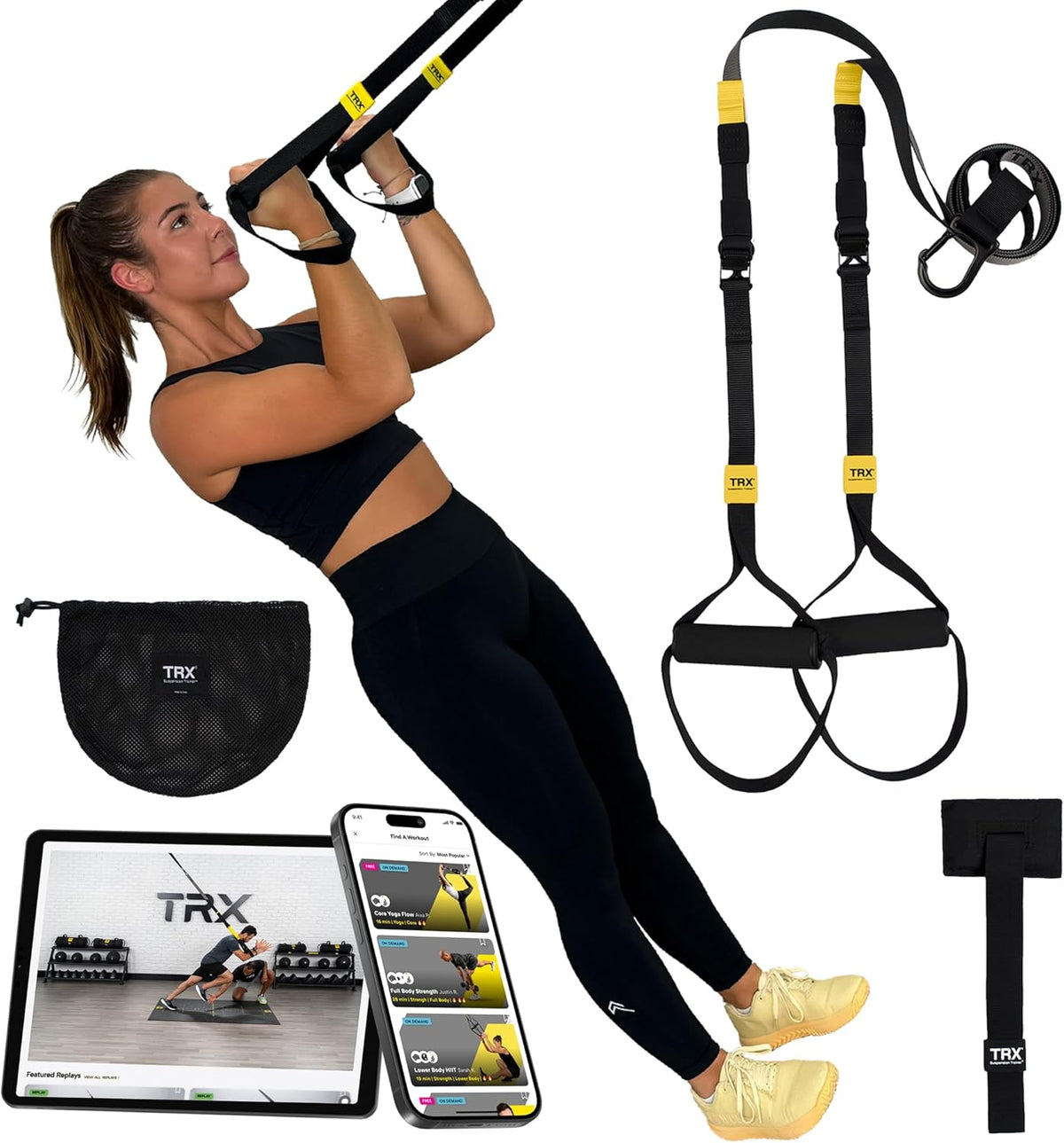 TRX GO Suspension Trainer, At Home, Portable Gym Workout, para Strength Training, Full Body Exercise Equipment