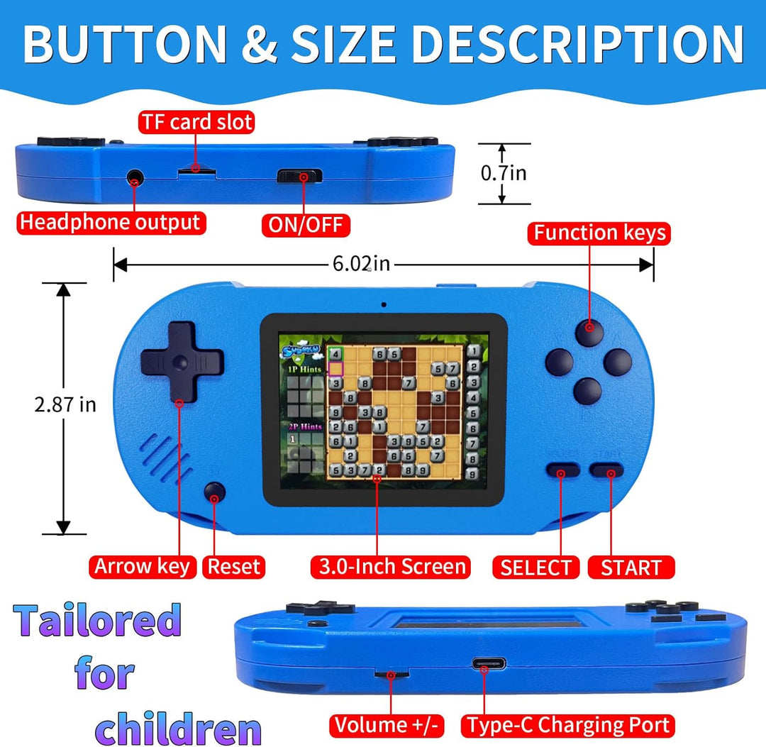 Damcoola Consola de juegos de mano para niños de 3 a más de 300 jue...