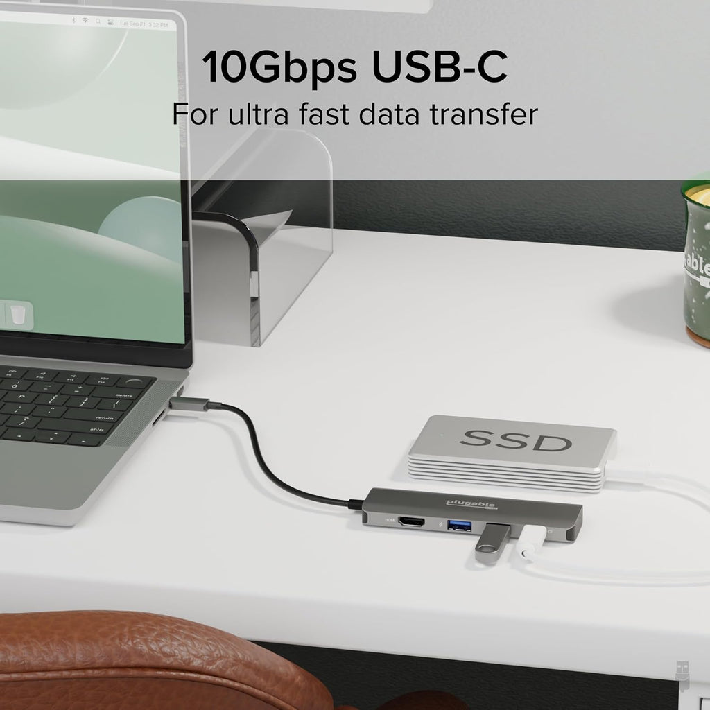 Plugable, USBC-4IN1, hub USB 2.0