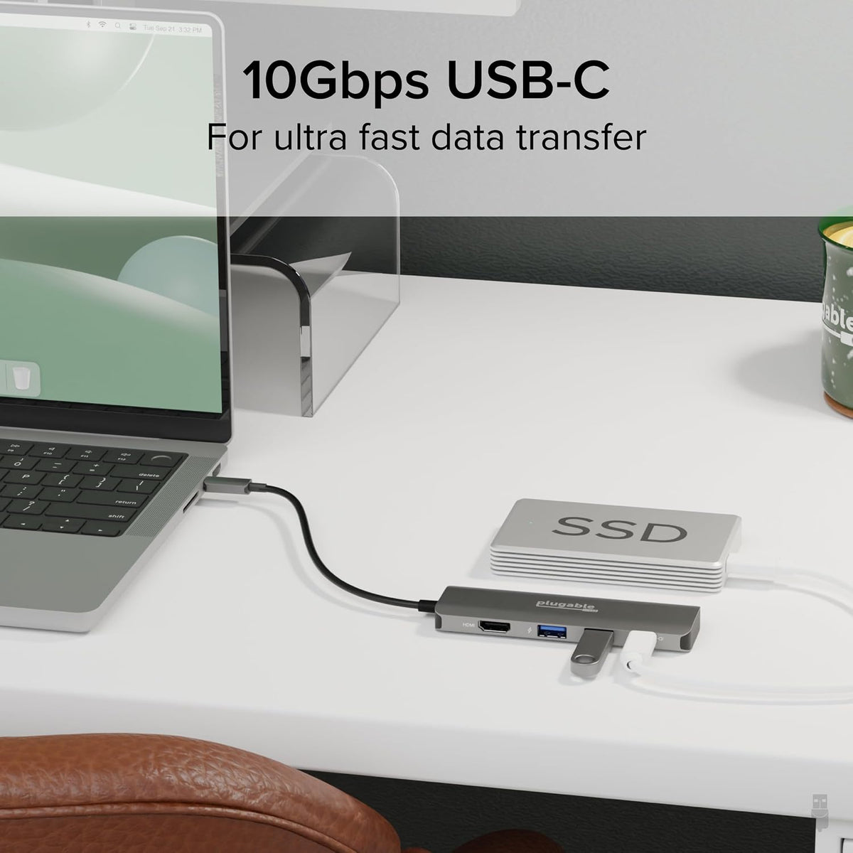 Plugable, USBC-4IN1, hub USB 2.0