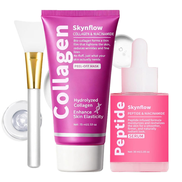 SKYNFLOW Máscara facial de colágeno + suero PDRN de péptidos volumi...