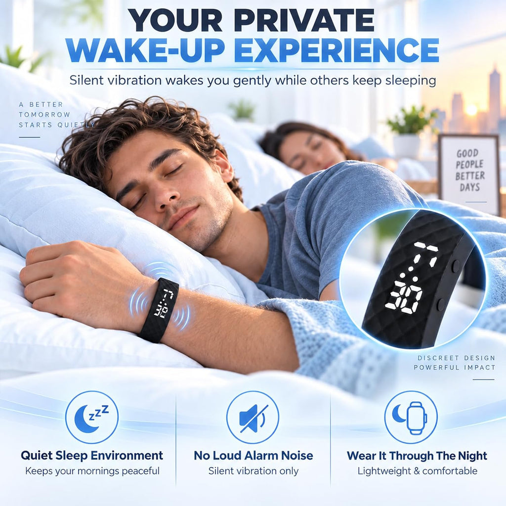 Reloj despertador para personas que duermen pesadas, pulsera vibratoria, reloj de pulsera silencioso, despertar, agitador, despertador, temporizador simple, portátil