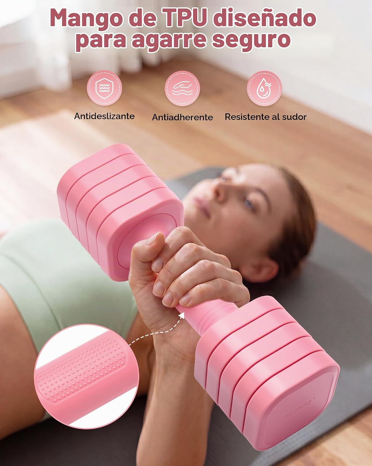 Juego de 2 mancuernas ajustables de 6 libras para mujeres en casa, ajuste rápido, con mango de goma suave de poliuretano termoplástico (TPU) para entrenamiento en casa, gimnasio, ejercicio