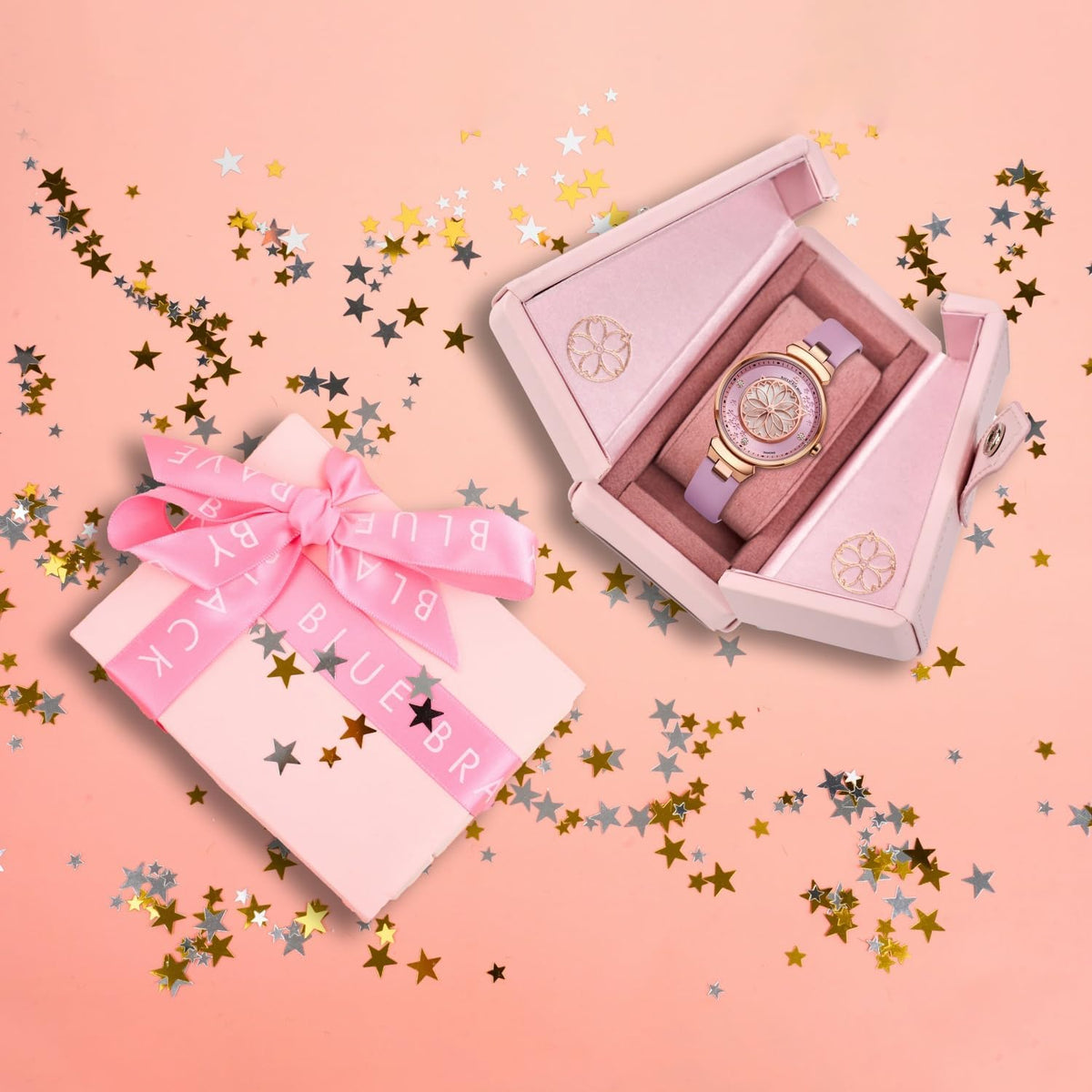 Relojes de Mujer Flor de Cerezo Reloj de Mujer Esfera de Madreperla Reloj de Dama con Correa de Cuero Forma de Pétalo Sakura Relojes de Flor de Cerezo para Mujeres Cristal de Zafiro para Durabilidad y
