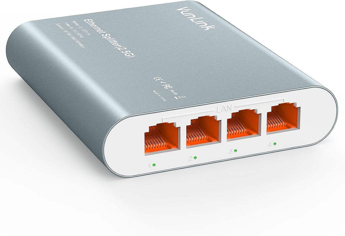 interruptor del divisor de Ethernet 2.5G, expansor RJ45 de la red de 1 a 4