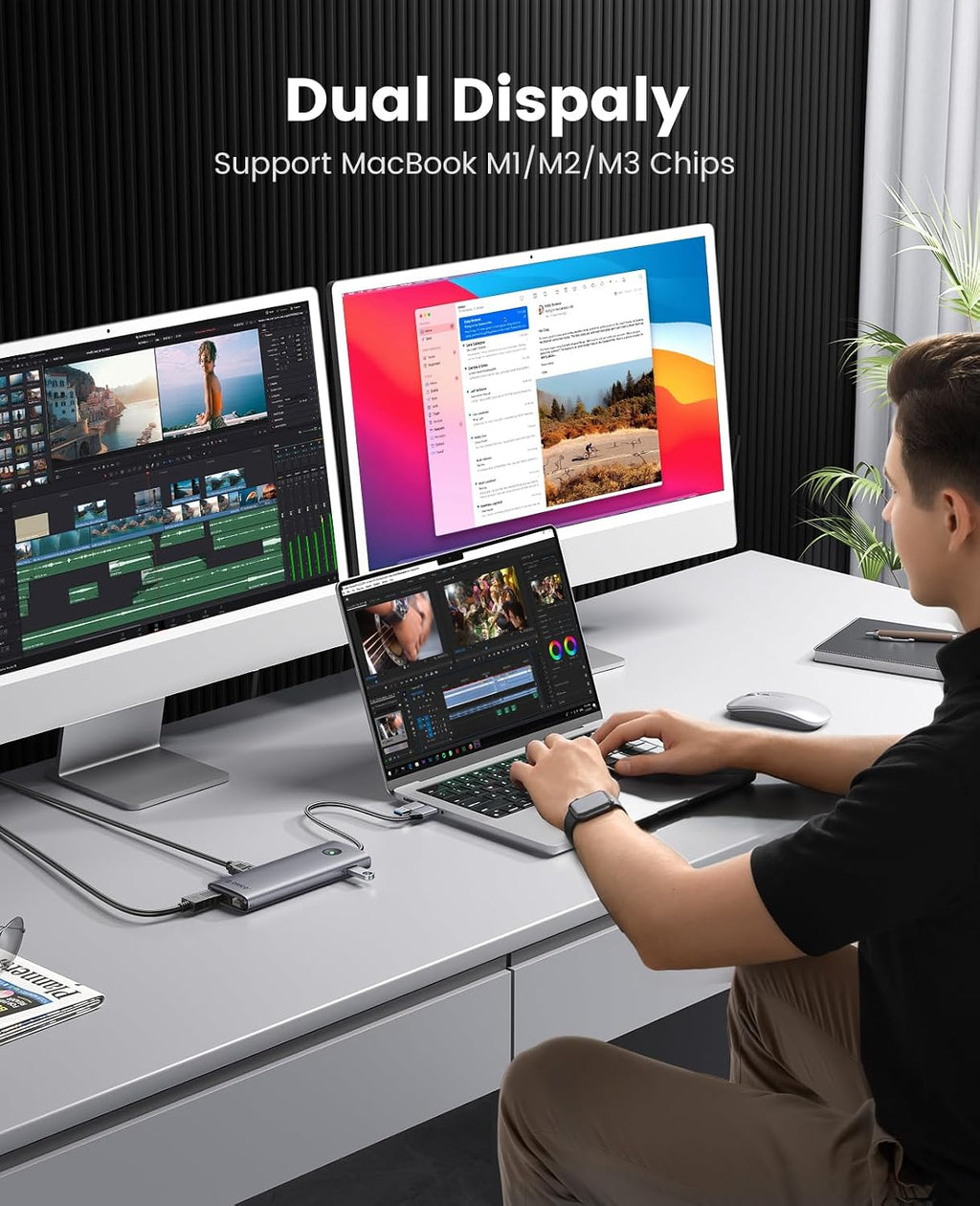 ORICO Estación de acoplamiento DisplayLink de 10 Gbps para MacBook M1/M2/M3