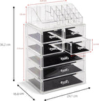 Sorbus Organizador de maquillaje, juego de 2 piezas acrílicas de 7 cajones