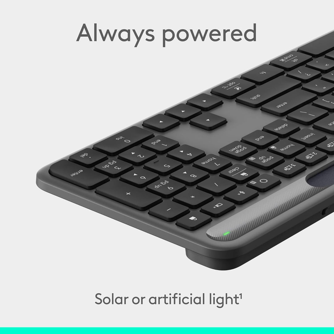 Logitech Signature Slim Solar+ Teclado Bluetooth inalámbrico K980,...