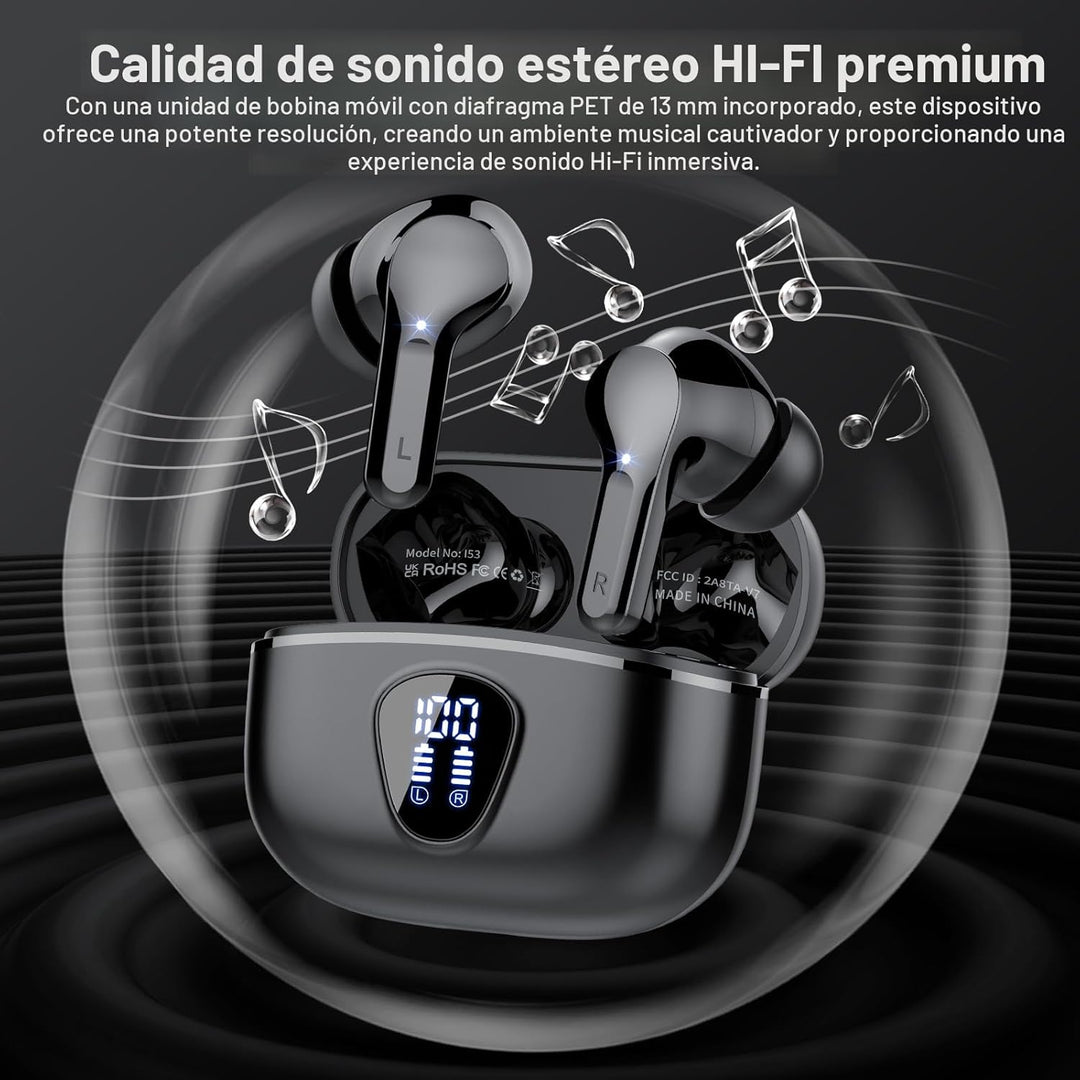 Auriculares inalámbricos, Bluetooth 5.4, estéreo de alta fidelidad,...