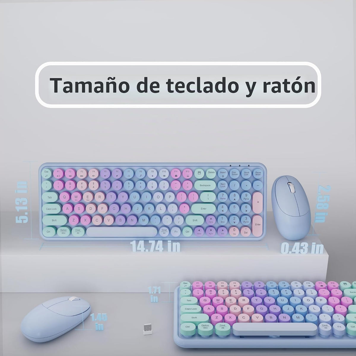 MPTOG Combo de teclado y mouse inalámbricos retro, teclas flotantes...