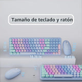 MPTOG Combo de teclado y mouse inalámbricos retro, teclas flotantes...