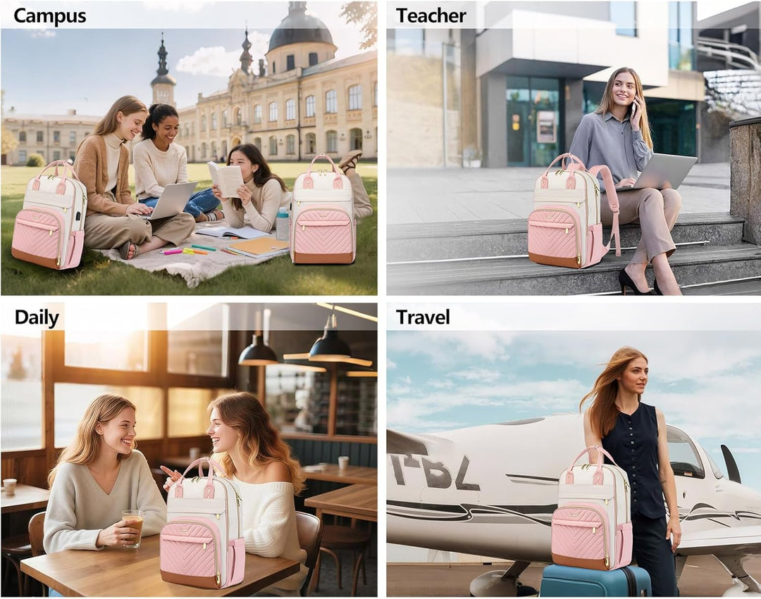 bagswan Mochila para laptop para mujer, 72-rosa beige, 15,6 pulg.,...